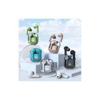 Wireless in-Ear Buds with LED Display, Noise-Canceling Bluetooth Earphones, Sport Earbuds Compatible with Apple/Android, TV, Laptop – White