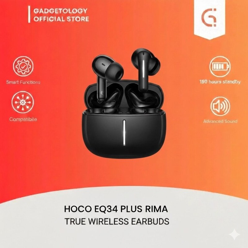 Hoco EQ34 Plus ANC+ENC TWS Earbud (App Supported) Long 7-Hour Playtime & Bluetooth 5.4