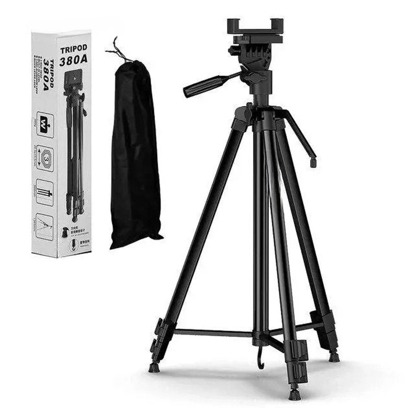 ProShot 380A Tripod 4.6ft Adjustable Metal Stand with Phone Holder for Camera Smartphone Video Recording Photography