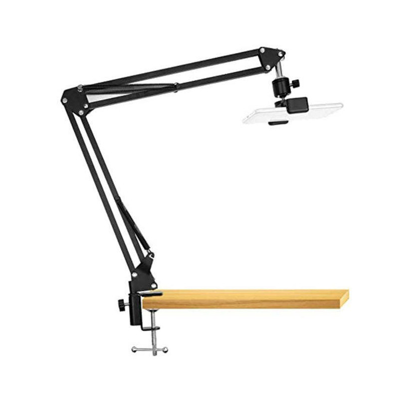 Overhead Video Stand Phone Holder Articulating Arm Tab Mount Boom Arm Articulating Tablet Phone Holder for Streaming Phone Baking Crafting