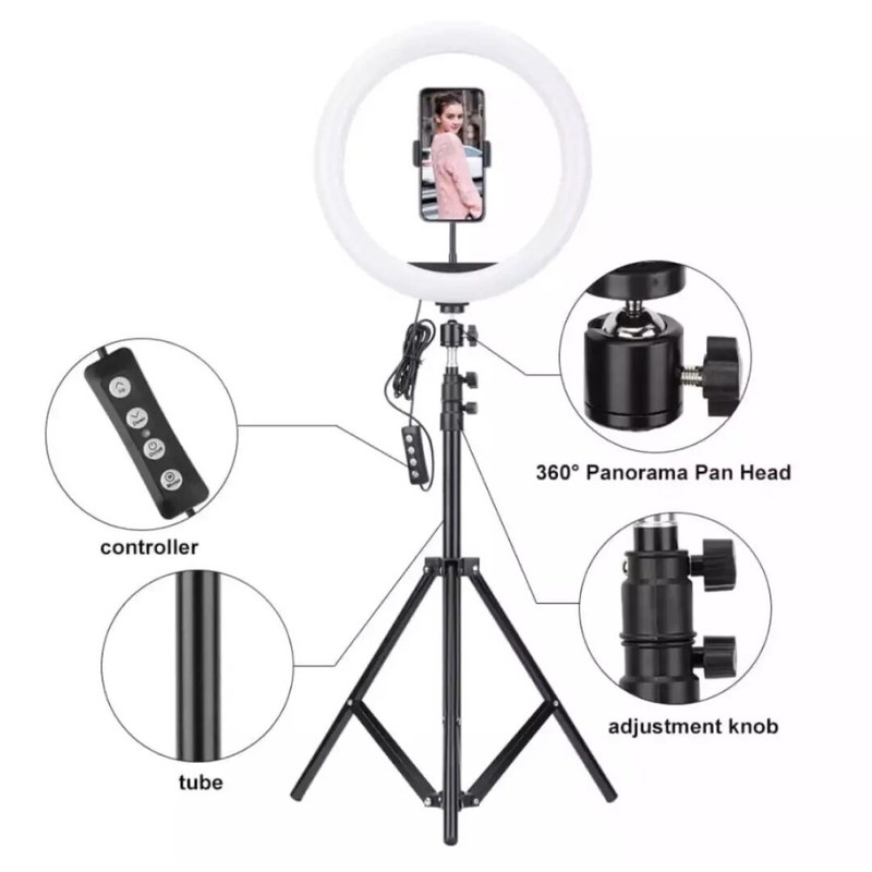 12 Inch LED Ring Light with Adjustable Stand & Phone Holder for Live Streaming, Video Recording, Photography, and Makeup Tutorials