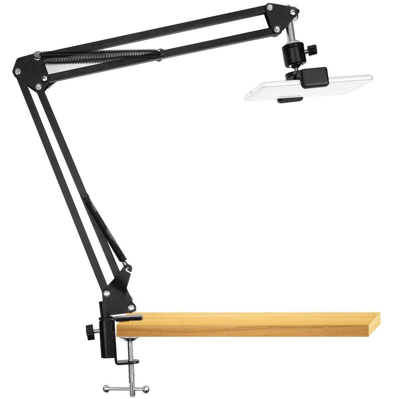 Overhead Video Stand Phone Holder Articulating Arm Phone Mount Table Top ChromLives Scissor Boom Arm Articulating Phone Stand Tablet Phone Holder for Streaming Phone Baking Craftin