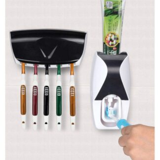 Toothpaste Dispenser Plus Toothbrush Holder Stand Tooth paste Dispenser Stand Tooth brush Holder Bathroom Accessories Washing Glove Bathroom Corner Shelf Bathroom Racks smart watch