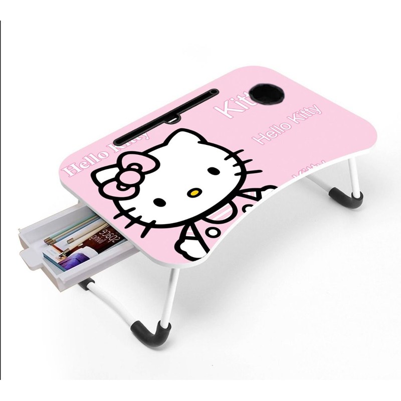 Adjustable Laptop Desk with Cup Holder and Storage Slot - Foldable Laptop Stand for Bed/Desk