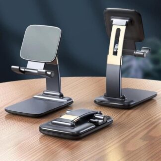 Desk Phone Holder, Adjustable Foldable Cell Phone Stand for Desk, Thick Case Friendly Phone Holder Stand Tablet Stand Compatible with All Smart Phones & Tablets