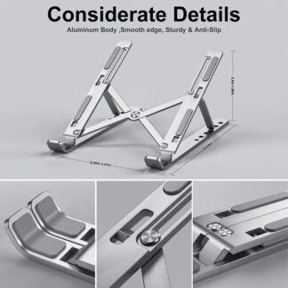Aluminum Alloy Laptop Holder Stand Adjustable Foldable Portable 10" to 17.5" 6 Angles Travel Laptop Stand for Notebook Computer Bracket Lifting Cooling Holder Non-slip - Laptop Sta