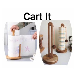 Wooden Kitchen Standing Tissue Paper Towel Roll Rack Holder Holders Toilet Roll Stand Weighted Base
