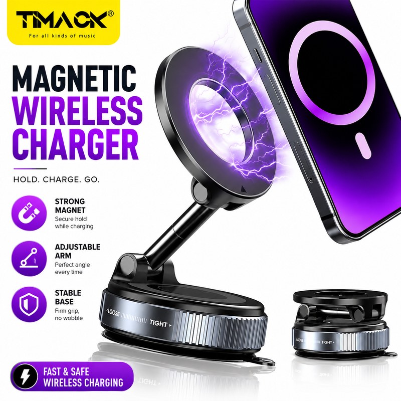 TIMACK® VACUUM SUCTION MAGNETIC BRACKET K007—— Car Phone Magnetic Stand Mechanical Vacuum Suction Cup Rotate 360° Magnetic Adsorption Bracket Navigation Universal Holder