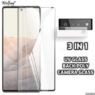 Google Pixel 6 Pro - 3 in 1 - UV Tempered Glass Screen Protector + Back Hydrogel Poly + Camera Lens Protector Glass