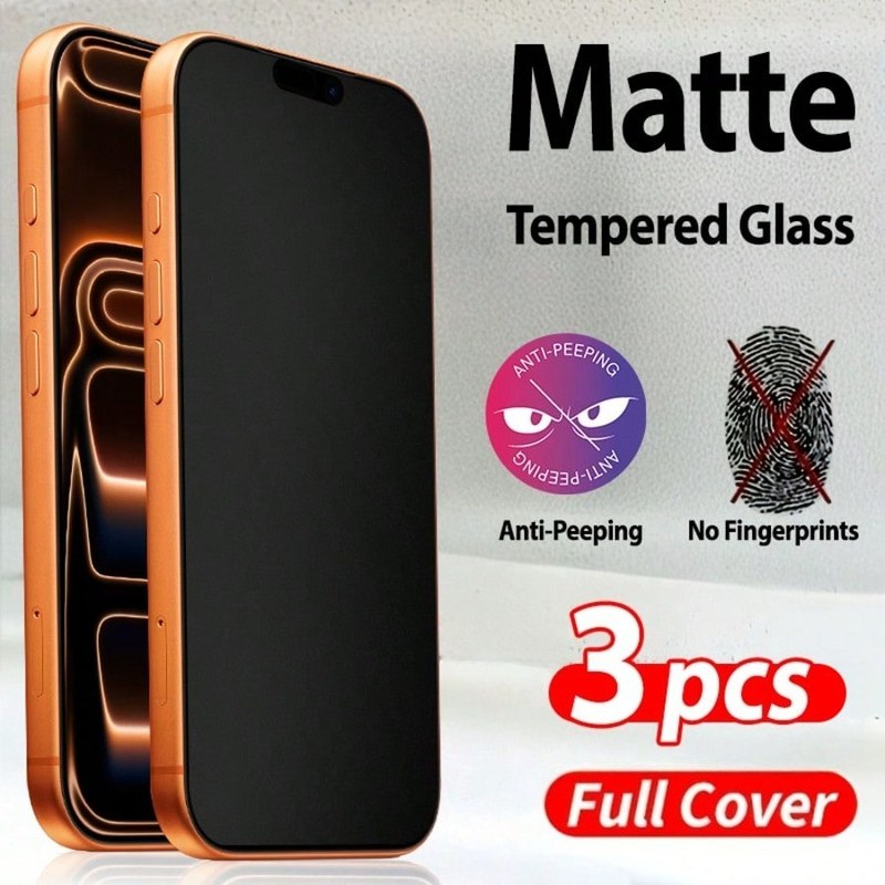 3 Pcs Matte Anti-Peeping Tempered Glass Screen Protector Compatible With IPhone 17 Pro Max/17 Pro/17 Air/17/16 Pro Max/16 Pro/16