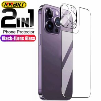 NNBILI 2in1 Back Tempered Glass For IPhone 16 15 14 13 12 Pro Max 15 Plus 15 Pro Max 16Pro Back Screen Protector With Lens Glass