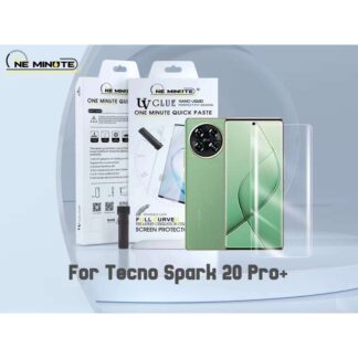 UV Glue Curved Tempered Glass Screen Protector For Tecno Spark 20 Pro Plus Screen Guard Gorilla Glass Protector With Easy Installation Kit (Spark 20 pro + )