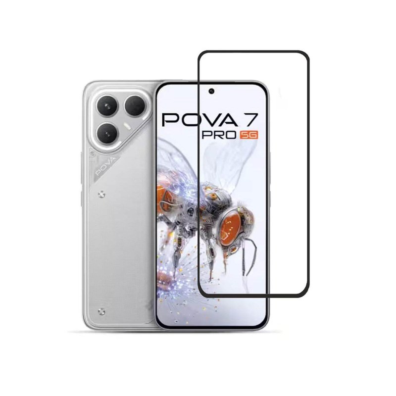 Tecno Pova 7 Pro Edge to Edge Coverage with HD Clearances Tempered Glass | 9H Full Glue Full HD, Shatterproof, Anti Scratch Screen Guard