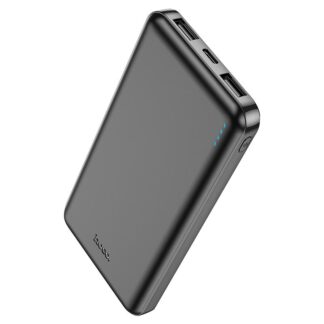 Hoco J100 High-Ranking 10000mAh Power Bank โ Dual USB Output, Type-C & Micro-USB Input โ Black