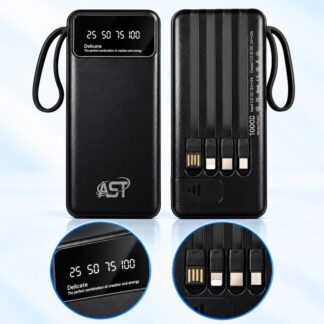 AST PB001 10000mAh Power Bank with Built-in 3-in-1 Cable & Digital Display