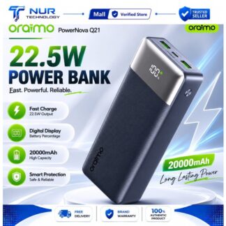 Oraimo Power Nova Q21 20000mAh 22.5W Black Power Bank with Digital Display OPB-7200Q