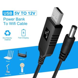 Router Cable 12V 9V SB Power Boost line DC 5V to DC 9V / 12V Powerbank to Router and Onu Step UP Module USB Converter Adapter Cable 2.1x5.5mm Plug Router Cable Power bank