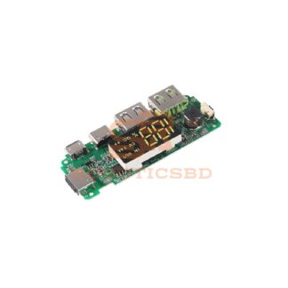 Power Bank Circuit LED Display 5V 2.4A | Dual USB Output | Micro USB & Type-C Input | DIY Mobile Power Bank Charging Module for 18650 Battery