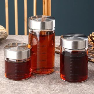 100-500ml Glass Bottle with Scale High Borosilicate Heat-resistant Glass Seal Jar Kitchen Seasoning Spices Storage Bottle Gadget