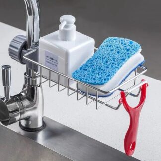 Sponge Drain Rack, Faucet Storage Rack, Kitchen Sink Storage Rack, Bathroom Storage Rack, Shelf Hanging from The Faucet, Stainless Steel Hanging Storage Rack, Soap Dish Brush Rack