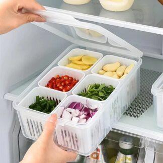 Refrigerator Food Drain Fresh-keeping Box Ginger Garlic Onion Pepper Storage Box Fruit Vegetable Drain Basket Kitchen Organizer_Jess Gadget