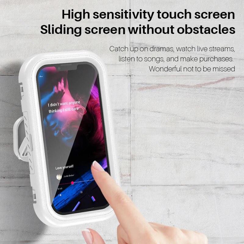 Bathroom waterproof mobile phone case wall hanging kitchen storage rack rotating punch-free-Jess Gadgets