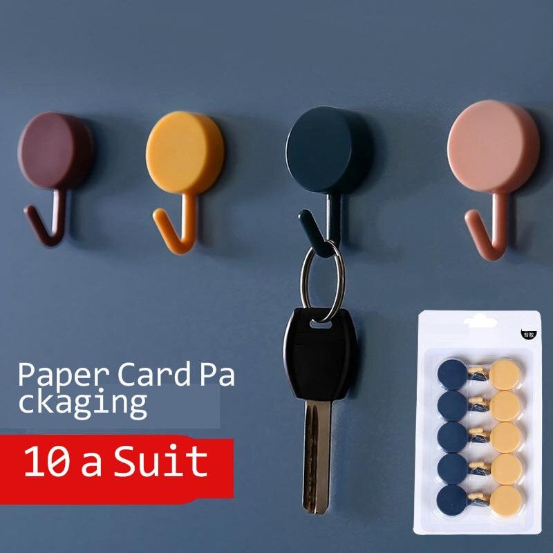 10PCS Strong Self Adhesive Hooks Key Storage Hanger for Kitchen Bathroom Door Wall Multi-Function Gadget Biz