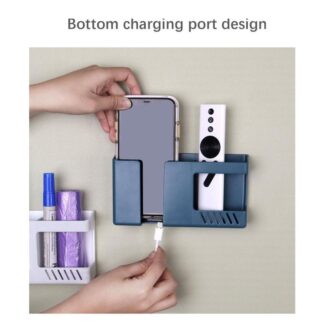 Double Layer Wall Mounted Organizer Box Punch Free Tv Remote Control Storage Phone Plug Wall Holder Charging Multifunction Hooks-1Pcs By Dhaka Shopping Zone - Mobile Stand - Mobile