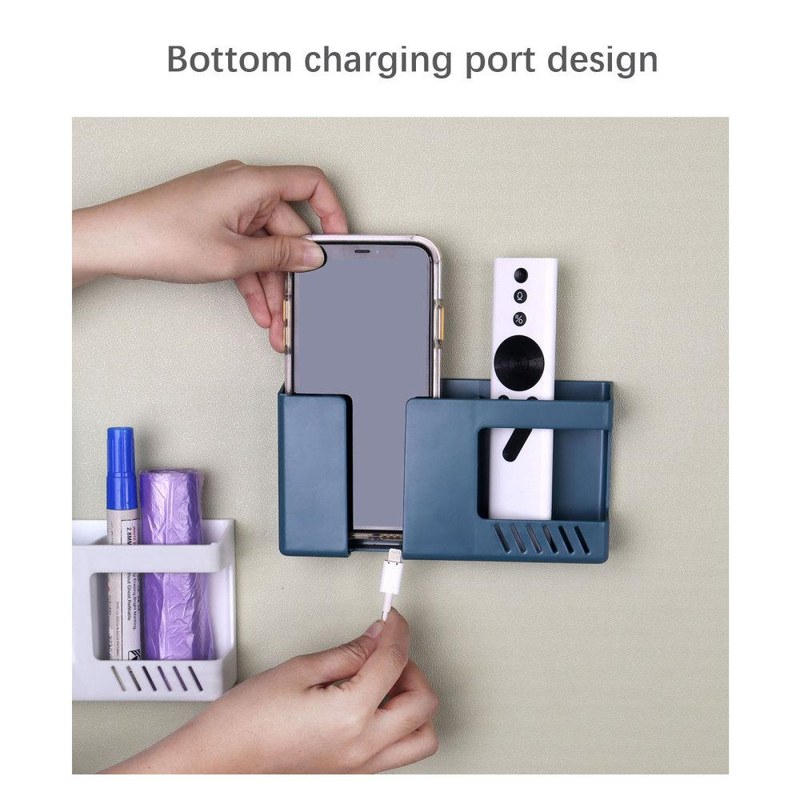 Double Layer Wall Mounted Organizer Box Punch Free Tv Remote Control Storage Phone Plug Wall Holder Charging Multifunction Hooks-1Pcs By Dhaka Shopping Zone - Mobile Stand - Mobile