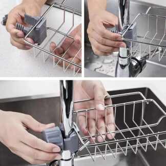 Stainless Steel Sink Rack - Sponge Soap Storage Holder for Kitchen Bathroom